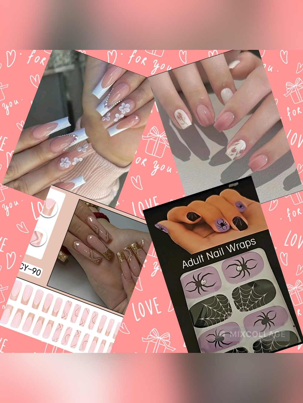 4 Pack Nail Bundle: Luxury Press-Ons & Designer Nail Wraps